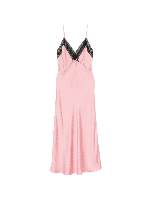 Rixo Alberta Lace-trim Jacquard Maxi Dress in Pink