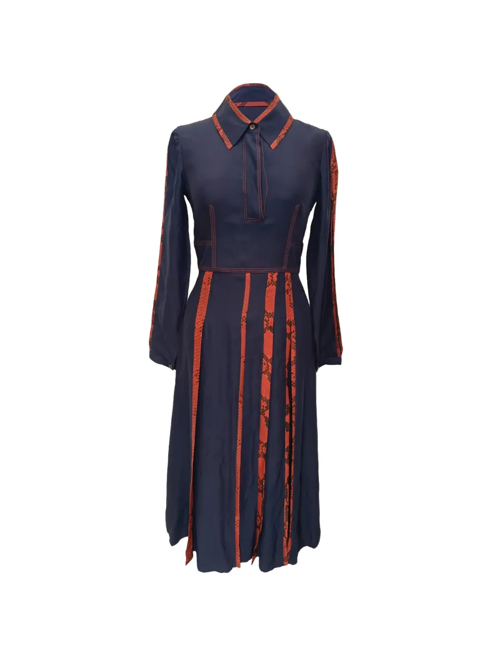 Burberry Pre-Owned snakeskin-print trimmed dress - Blu