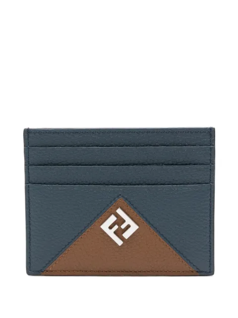 FENDI logo-plaque pebbled-leather cardholder