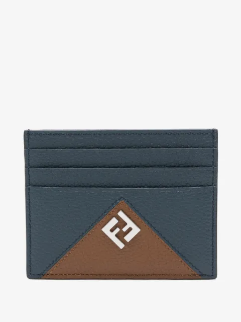 FENDI porte-cartes en cuir grainé à plaque logo