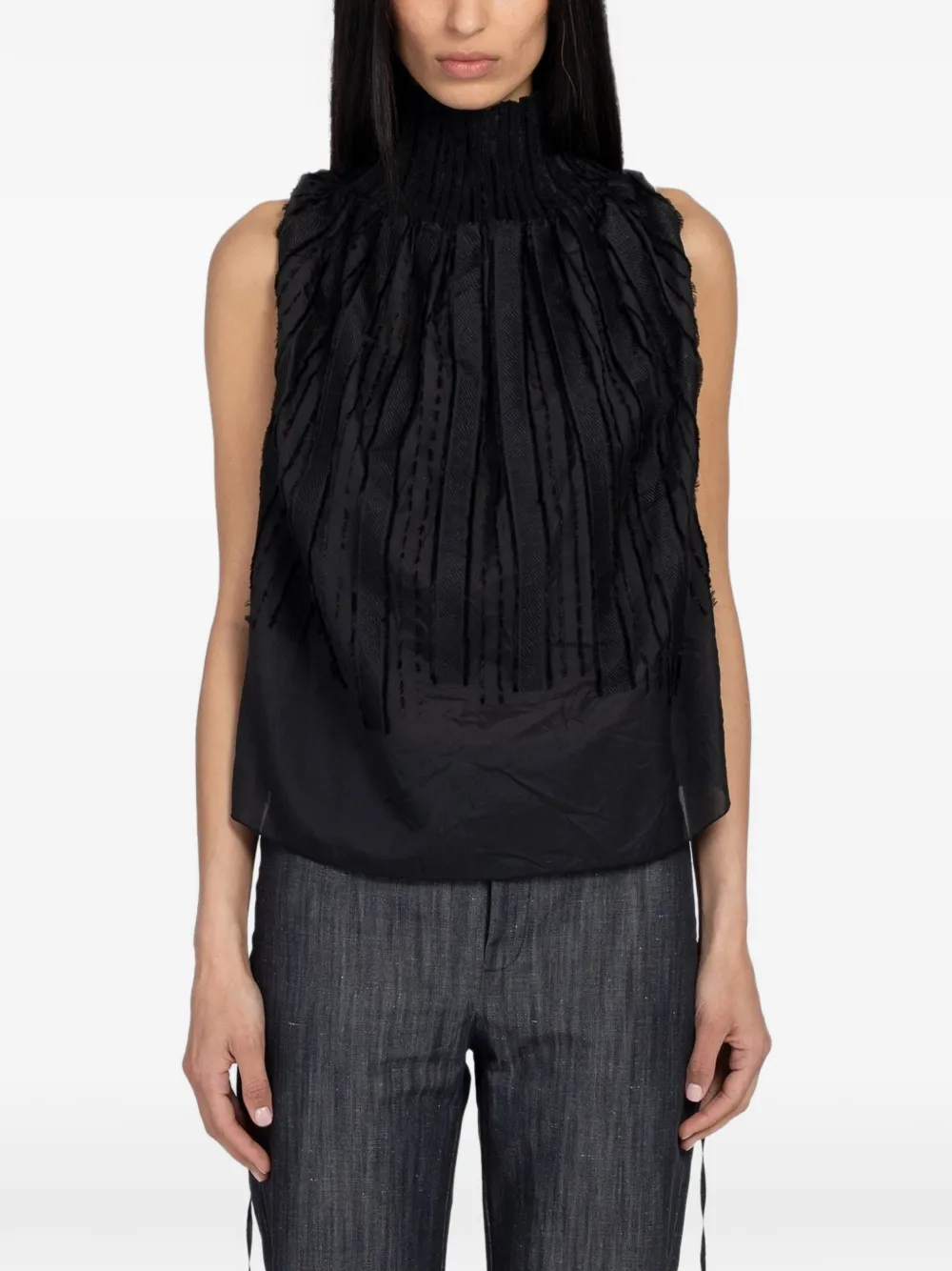 Paloma Wool Lupe frilled high-neck blouse - Nero