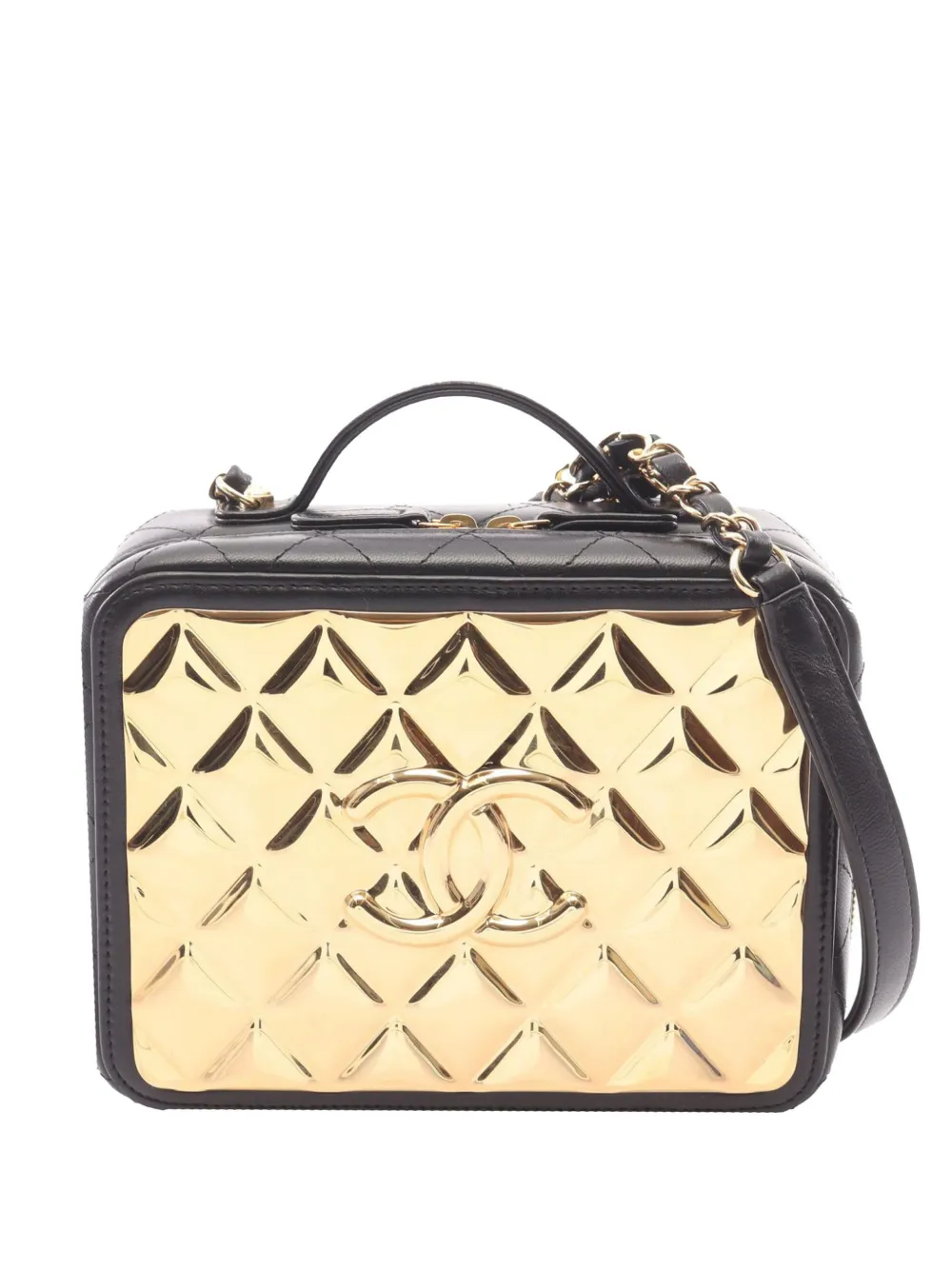 CHANEL Pre-Owned 2021-2026 Medium Lambskin Golden Plate Vanity Case satchel - Nero