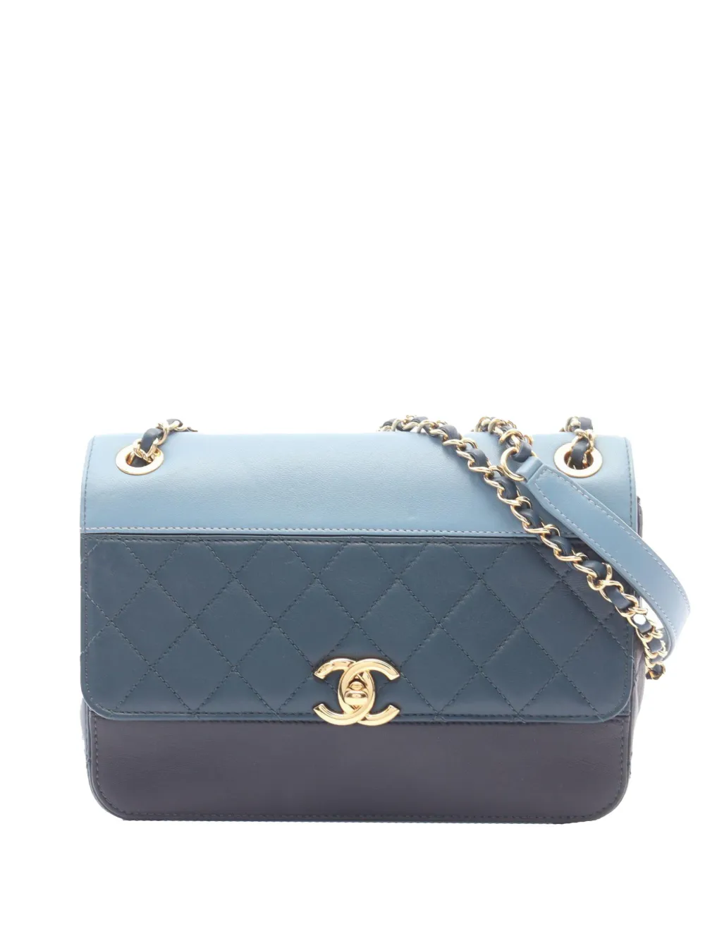 CHANEL Pre-Owned 2019 Tricolor Quilted Lambskin Single Flap shoulder bag - Blu