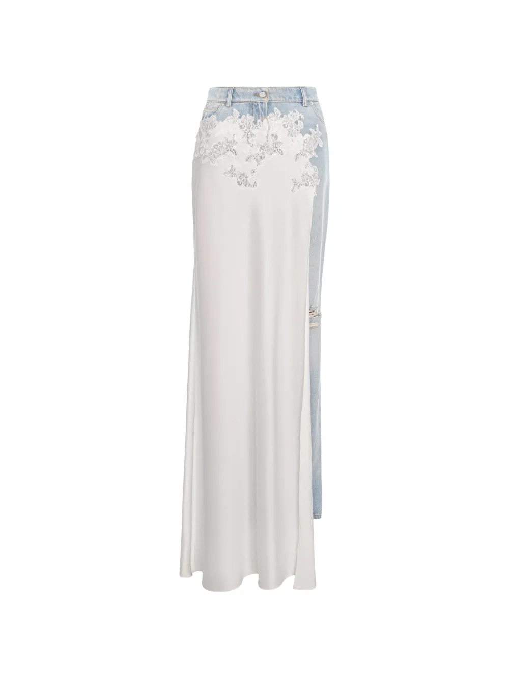 Seen Users lace-trim panelled jeans - Bianco