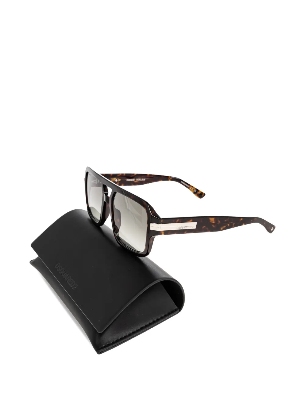 DSQUARED2 EYEWEAR Zonnebril met vierkant montuur en schildpadschild design Bruin