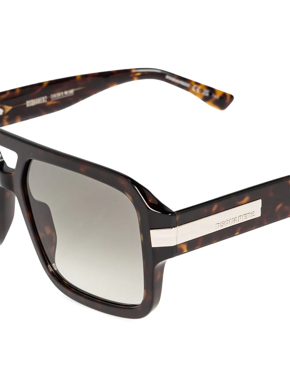 DSQUARED2 EYEWEAR Zonnebril met vierkant montuur en schildpadschild design Bruin