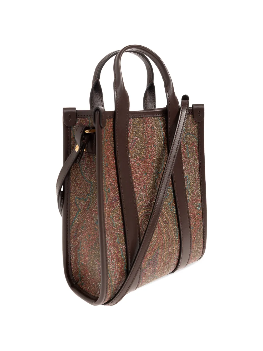 ETRO Shopper met paisley-print en leren afwerking Bruin