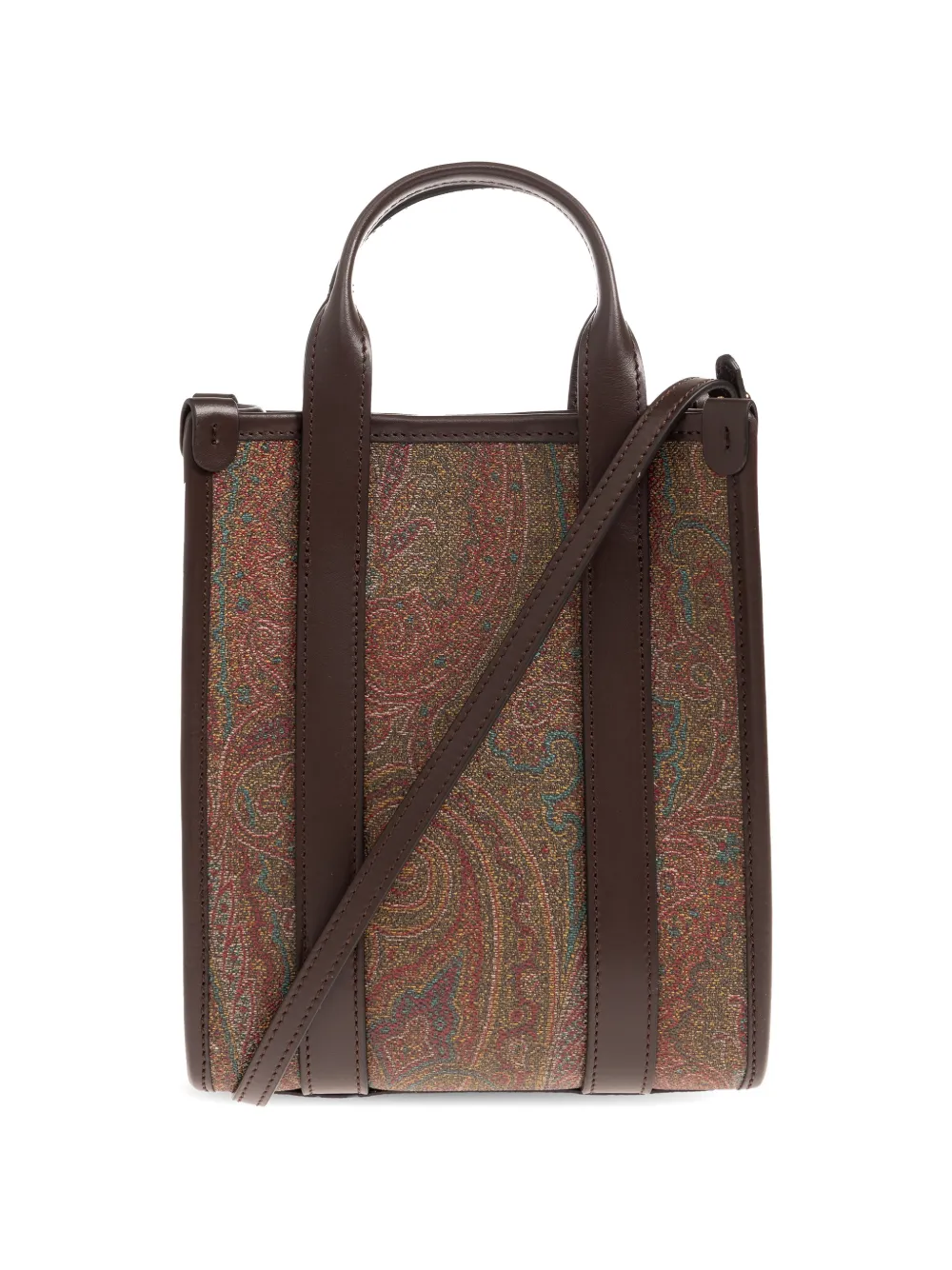 ETRO paisley-print leather-trim tote bag - Braun