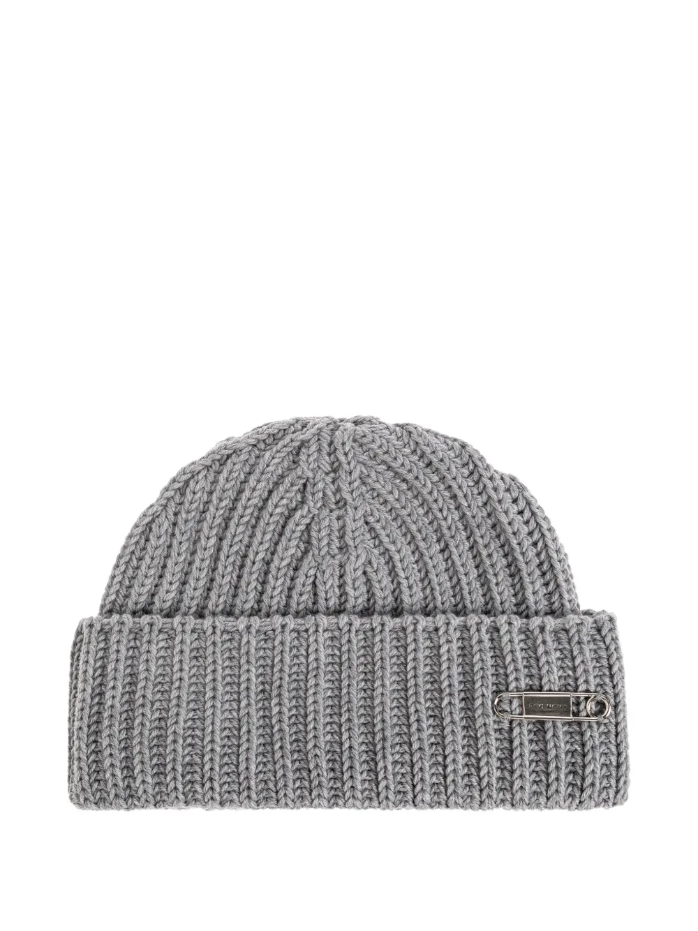 Givenchy ribbed-knit safety-pin beanie hat - Grigio