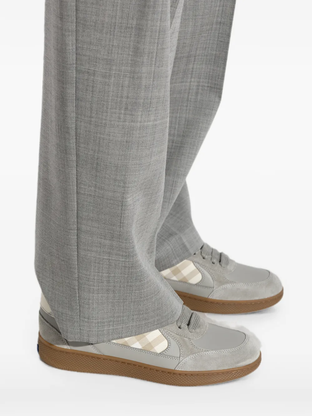 Burberry Check Terrace suede-trim sneakers Grijs