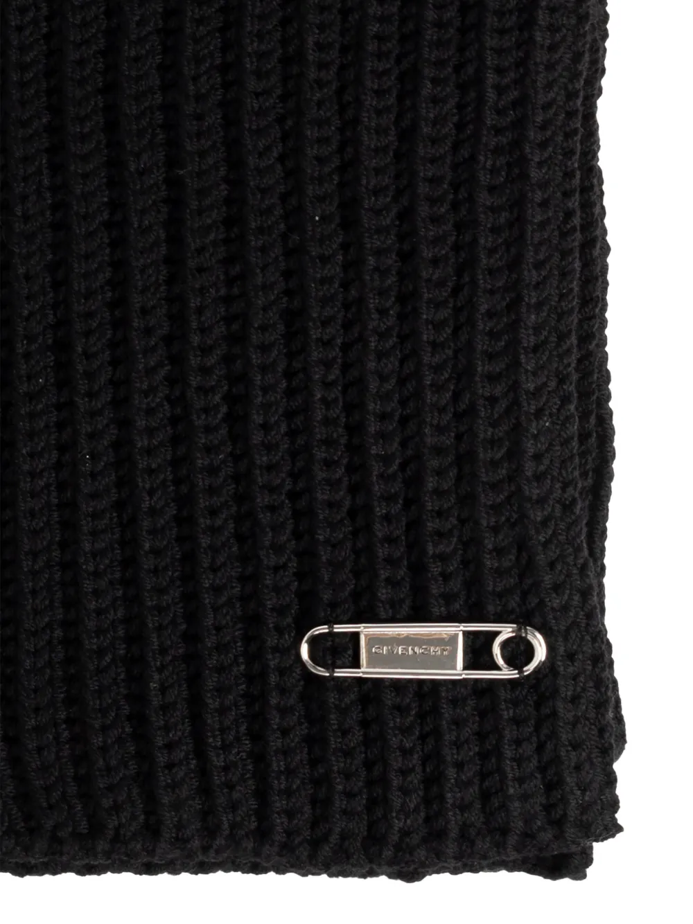 Givenchy Ribgebreide sjaal met speld detail Zwart