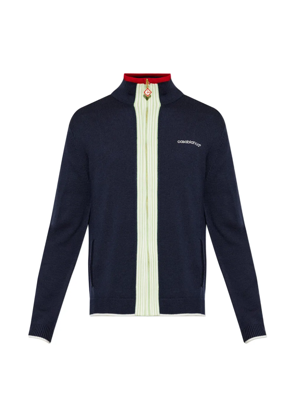 Casablanca logo-embroidered zip-up cardigan - Blu