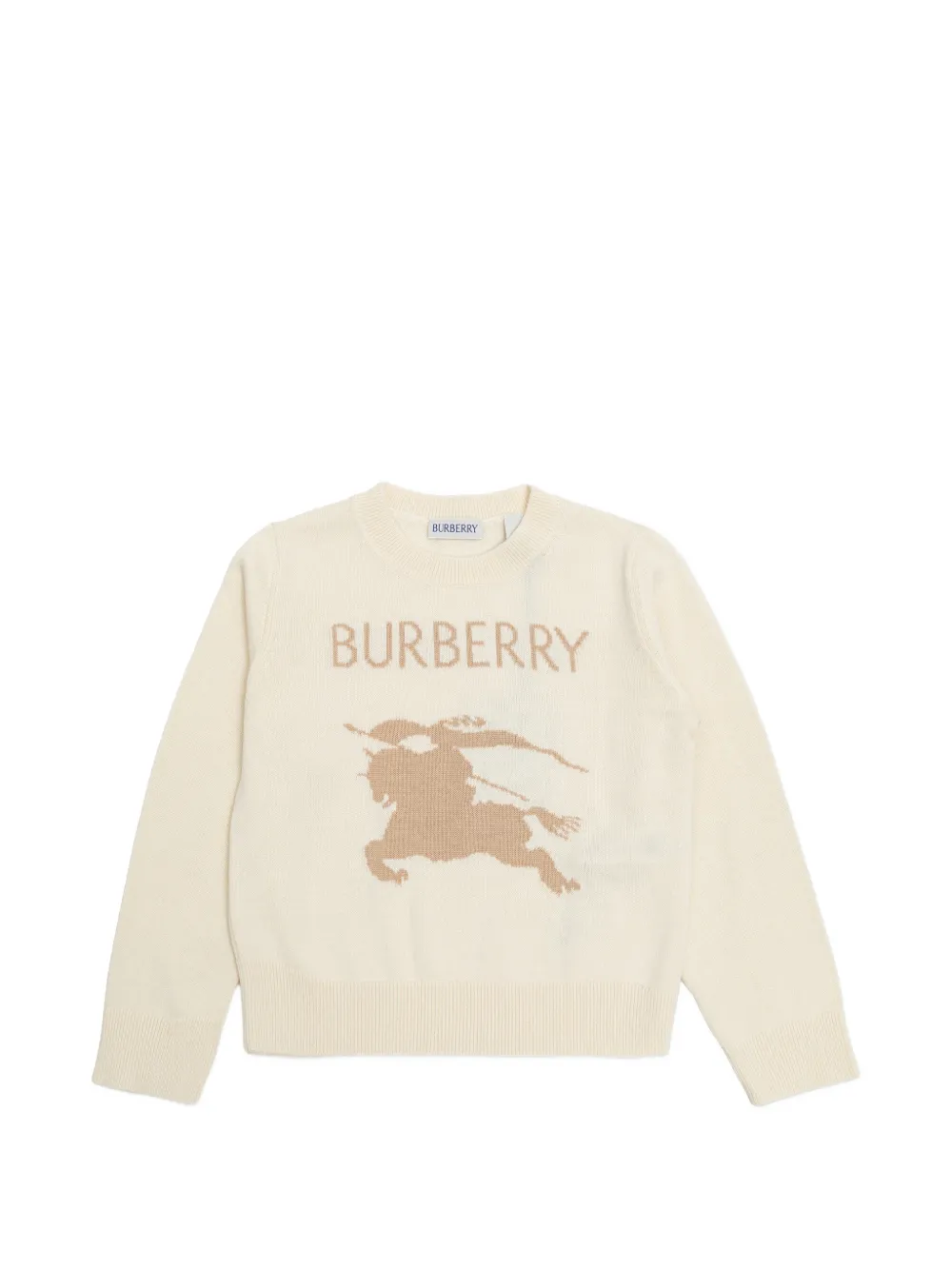 Burberry Kids logo-intarsia beige sweater - Toni neutri