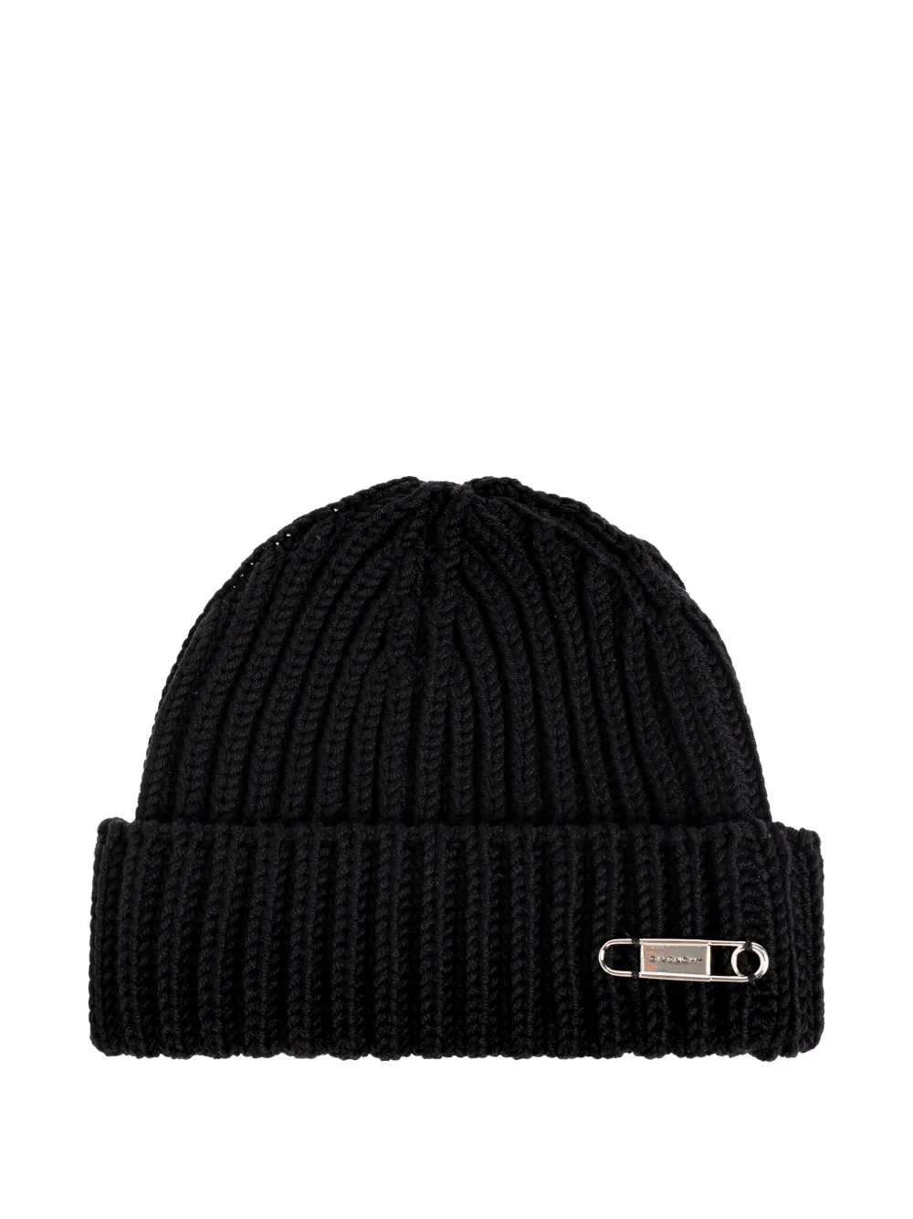 Givenchy safety-pin ribbed-knit beanie hat - Nero