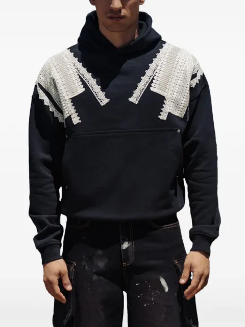 ROUGH. Giagia crochet-trim hoodie