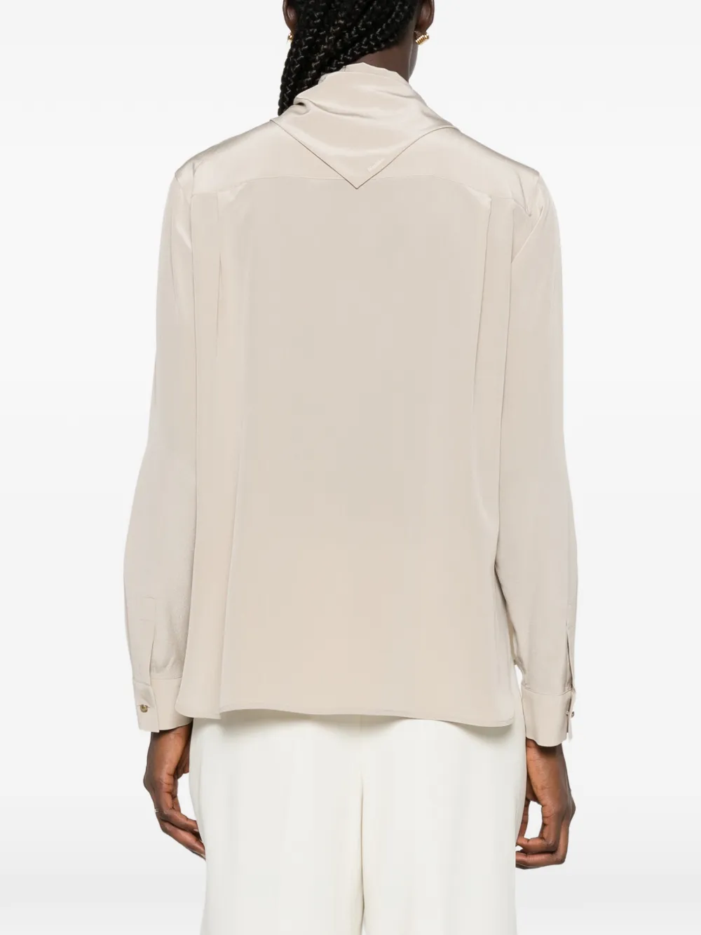 Max Mara Dry zijden blouse met strikdetail Beige