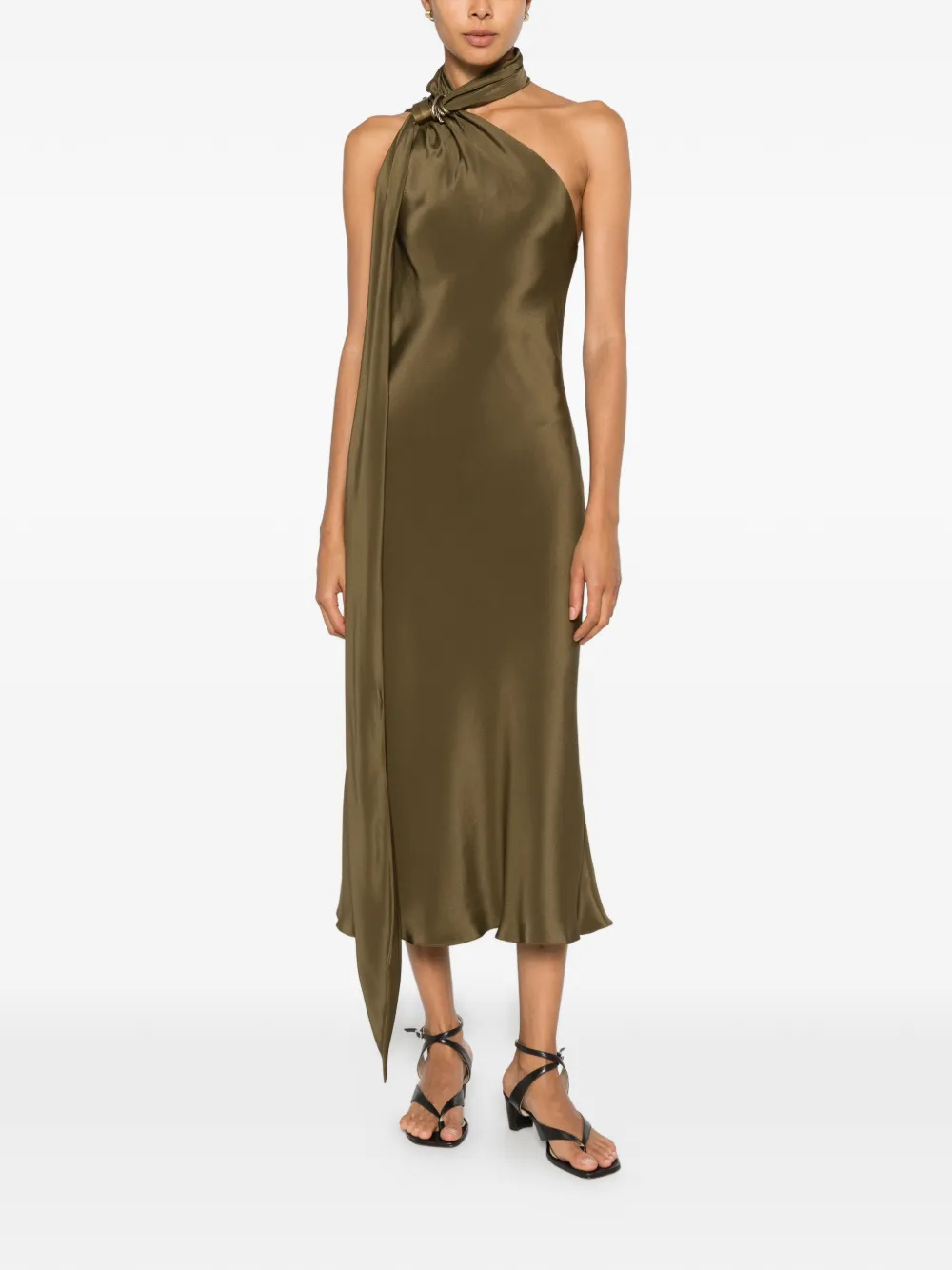 Max Mara Evasto asymmetrische zijden midi-jurk met hardware Groen