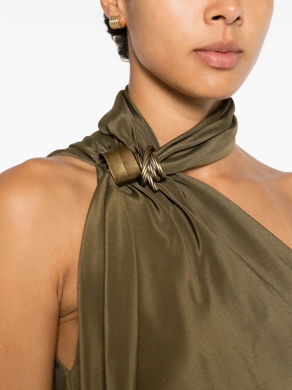 Max Mara Evasto asymmetrische zijden midi-jurk met hardware Groen