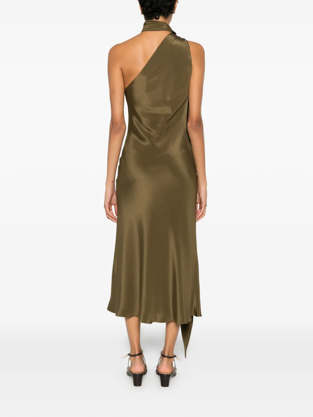 Max Mara Evasto asymmetrische zijden midi-jurk met hardware Groen