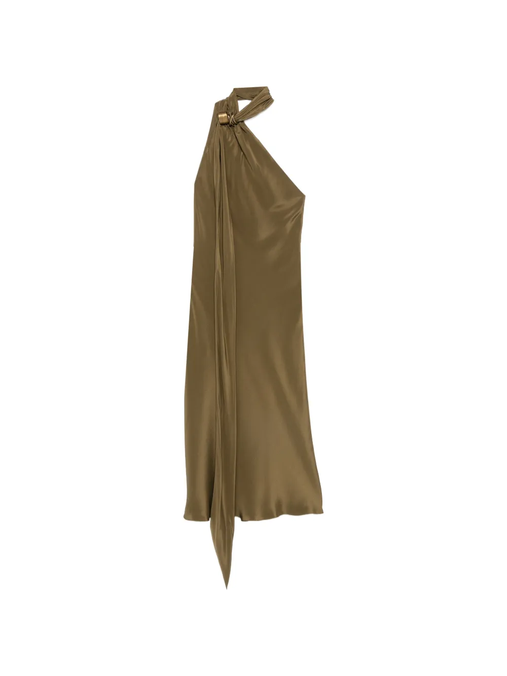 Max Mara Evasto one-shoulder hardware-detail silk midi dress - Green