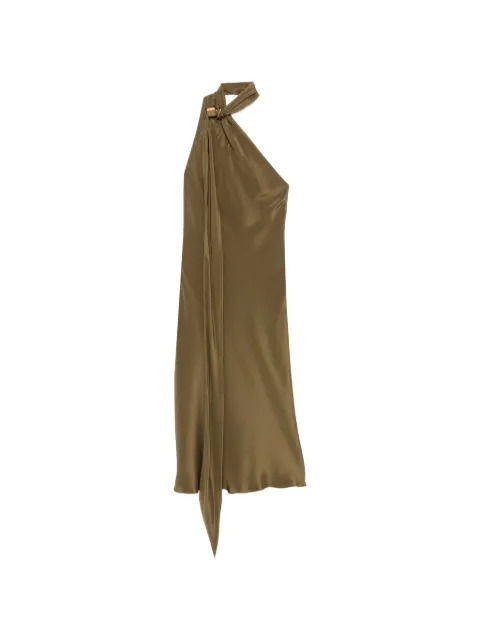 Max Mara Evasto One-Shoulder-Seiden-Midikleid mit Beschlägen