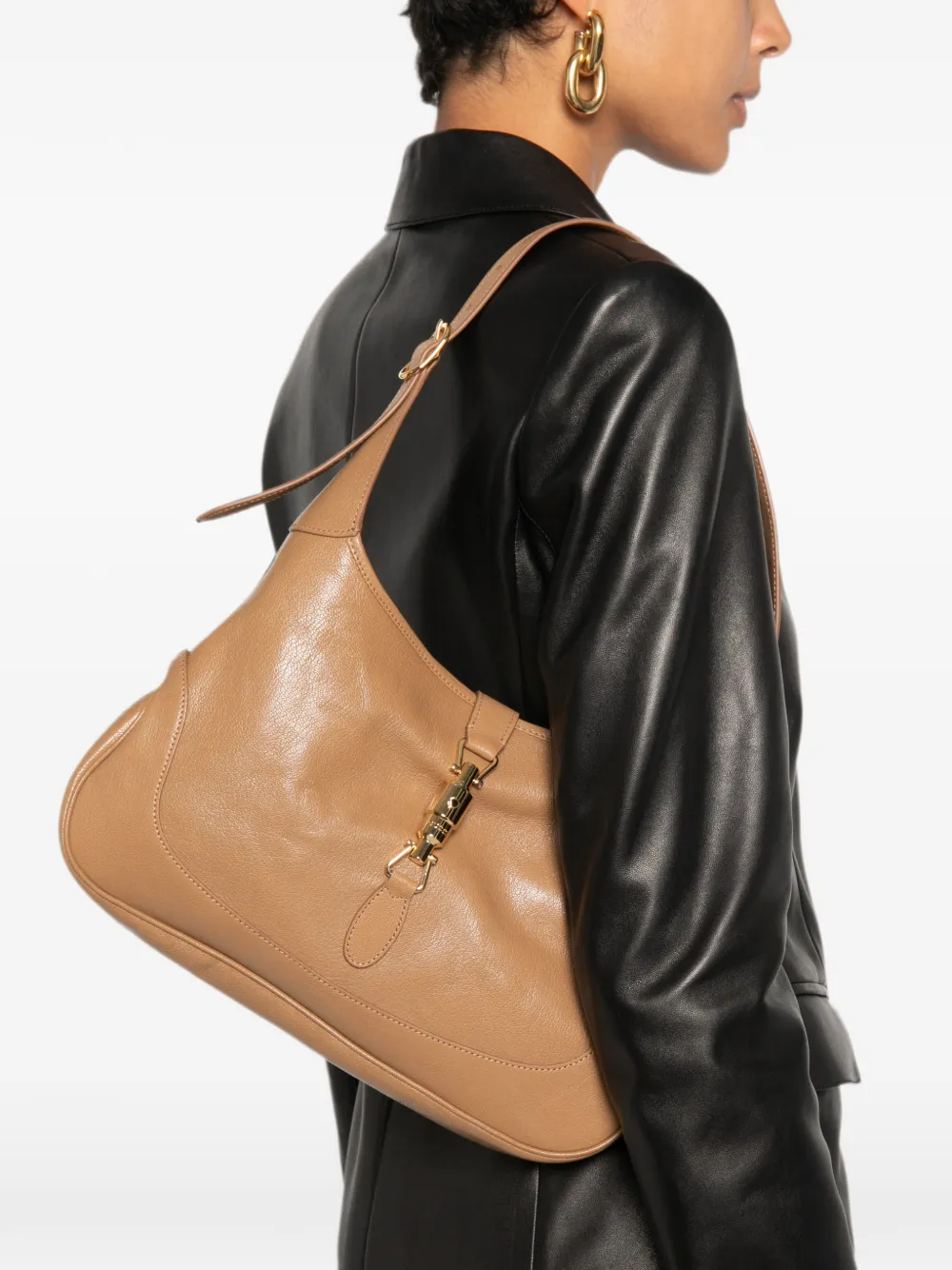 Gucci Jackie leren schoudertas Beige