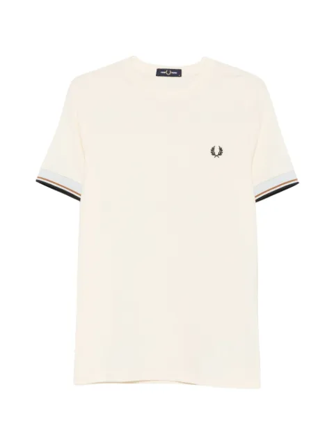 Fred Perry 로고 자수 스트라이프 커프스 티셔츠