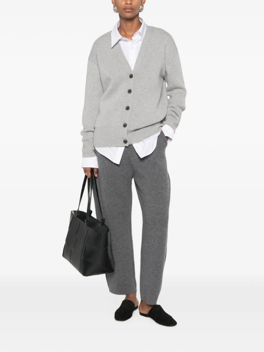 Lisa Yang Amery button-up vest met V-hals Grijs