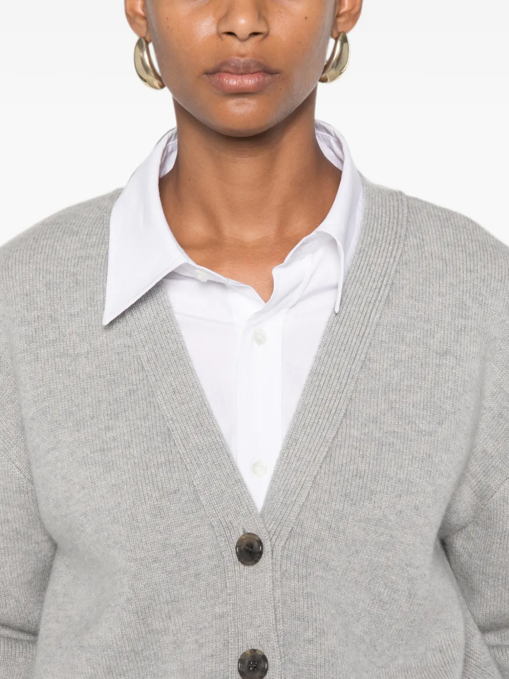Lisa Yang Amery button-up vest met V-hals Grijs