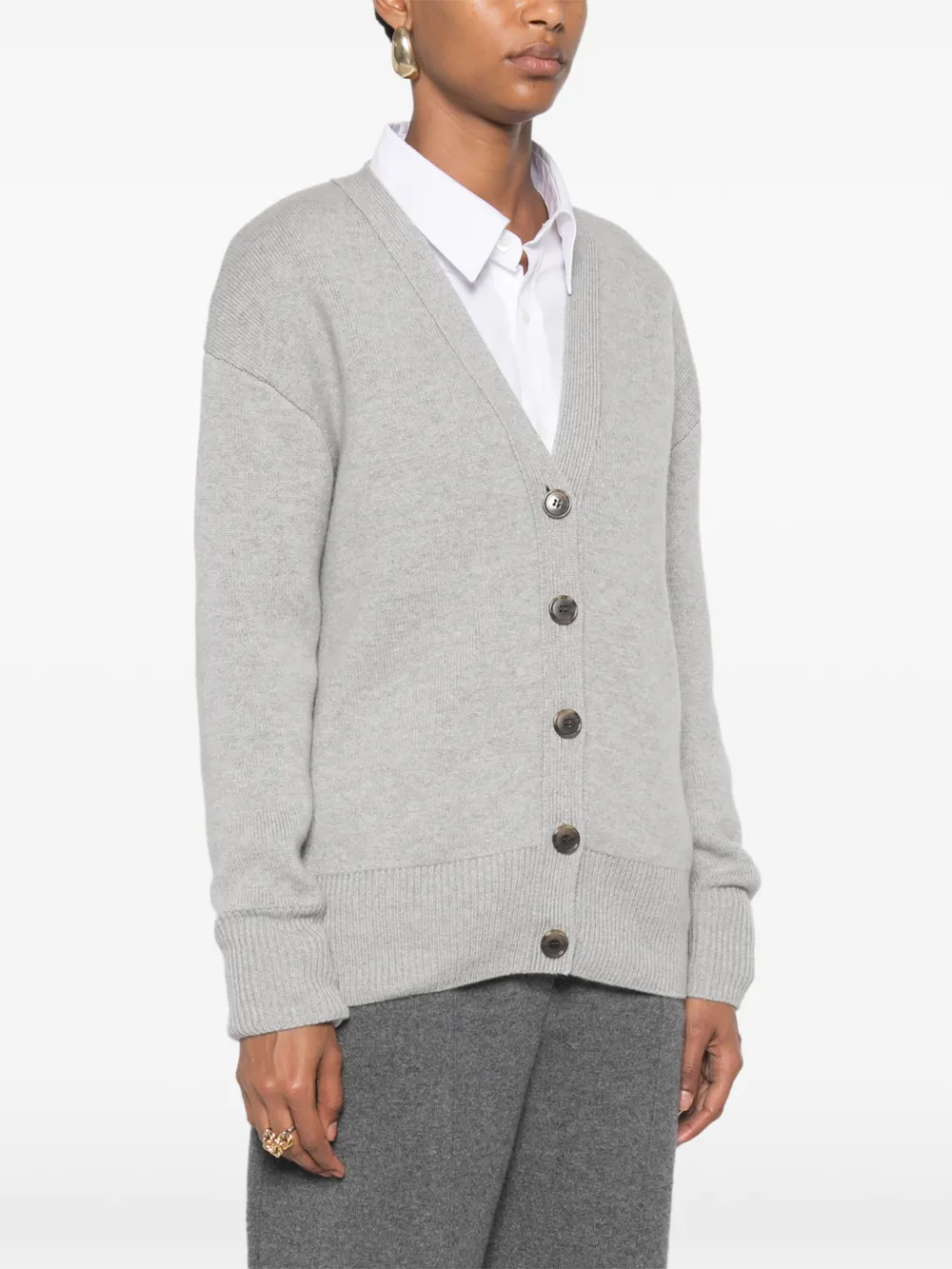 Lisa Yang Amery button-up vest met V-hals Grijs