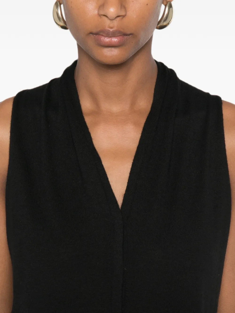 Lisa Yang Top met paisley-print en V-hals Zwart
