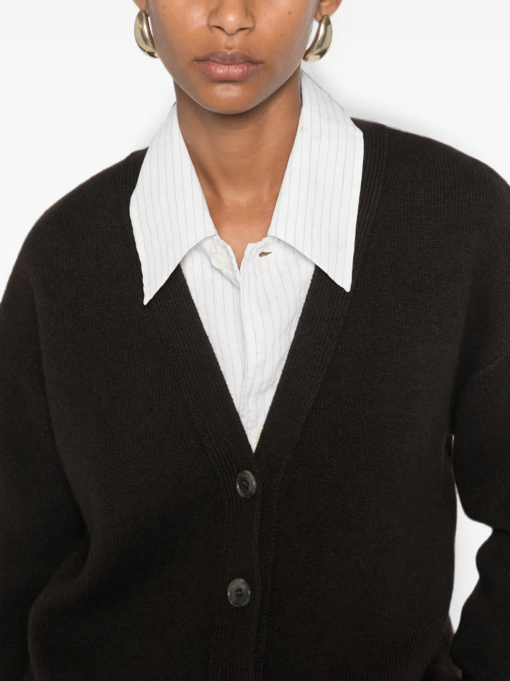 Lisa Yang Amery button-down vest met V-hals Bruin