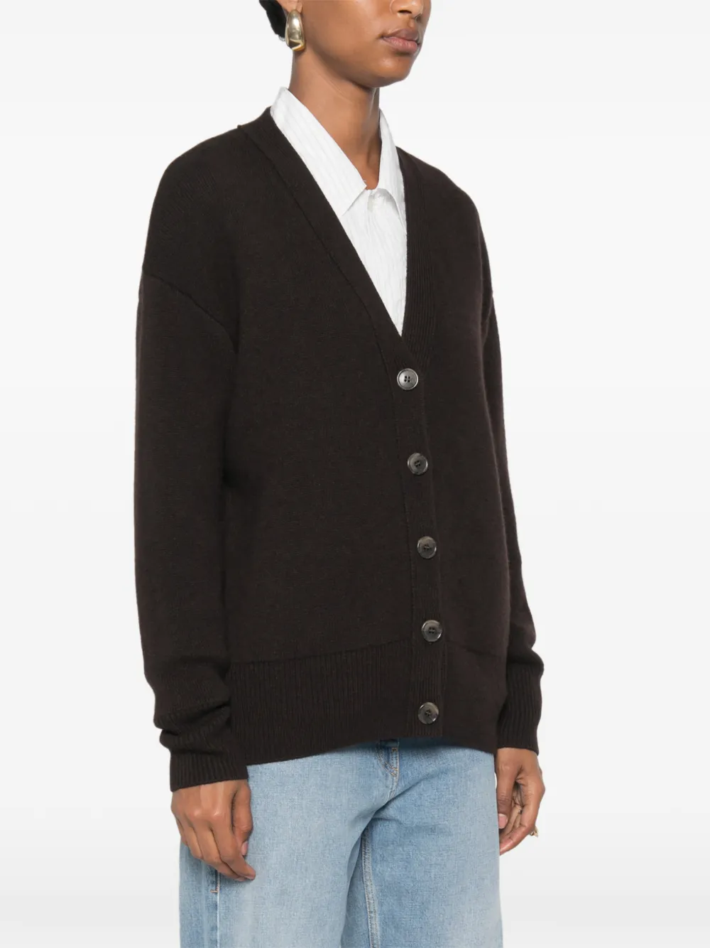 Lisa Yang Amery button-down vest met V-hals Bruin