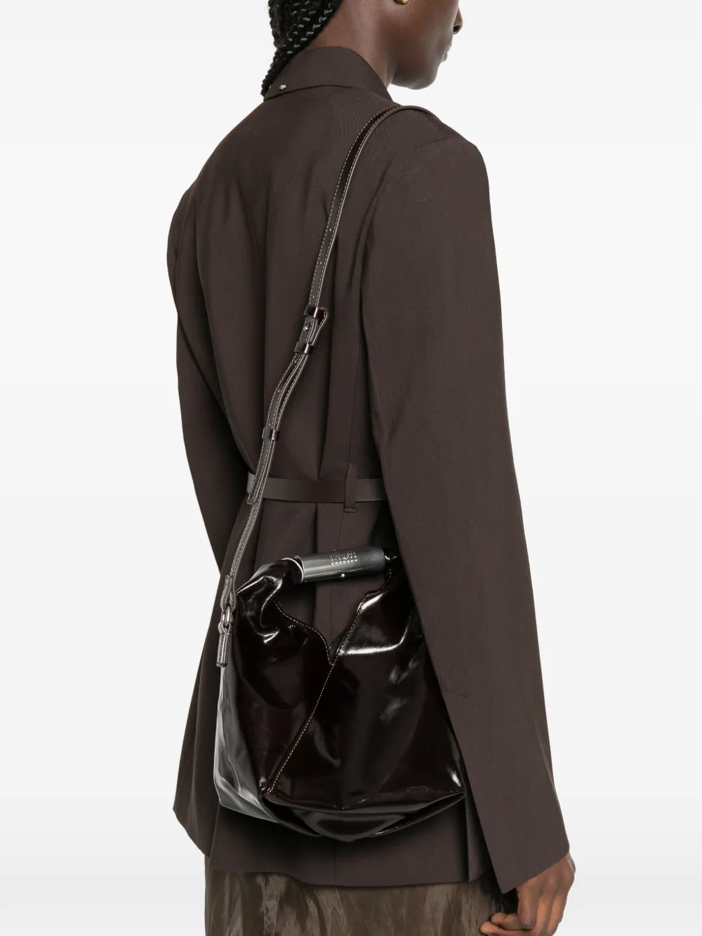 MM6 Maison Margiela Japanese lakleren shopper Bruin