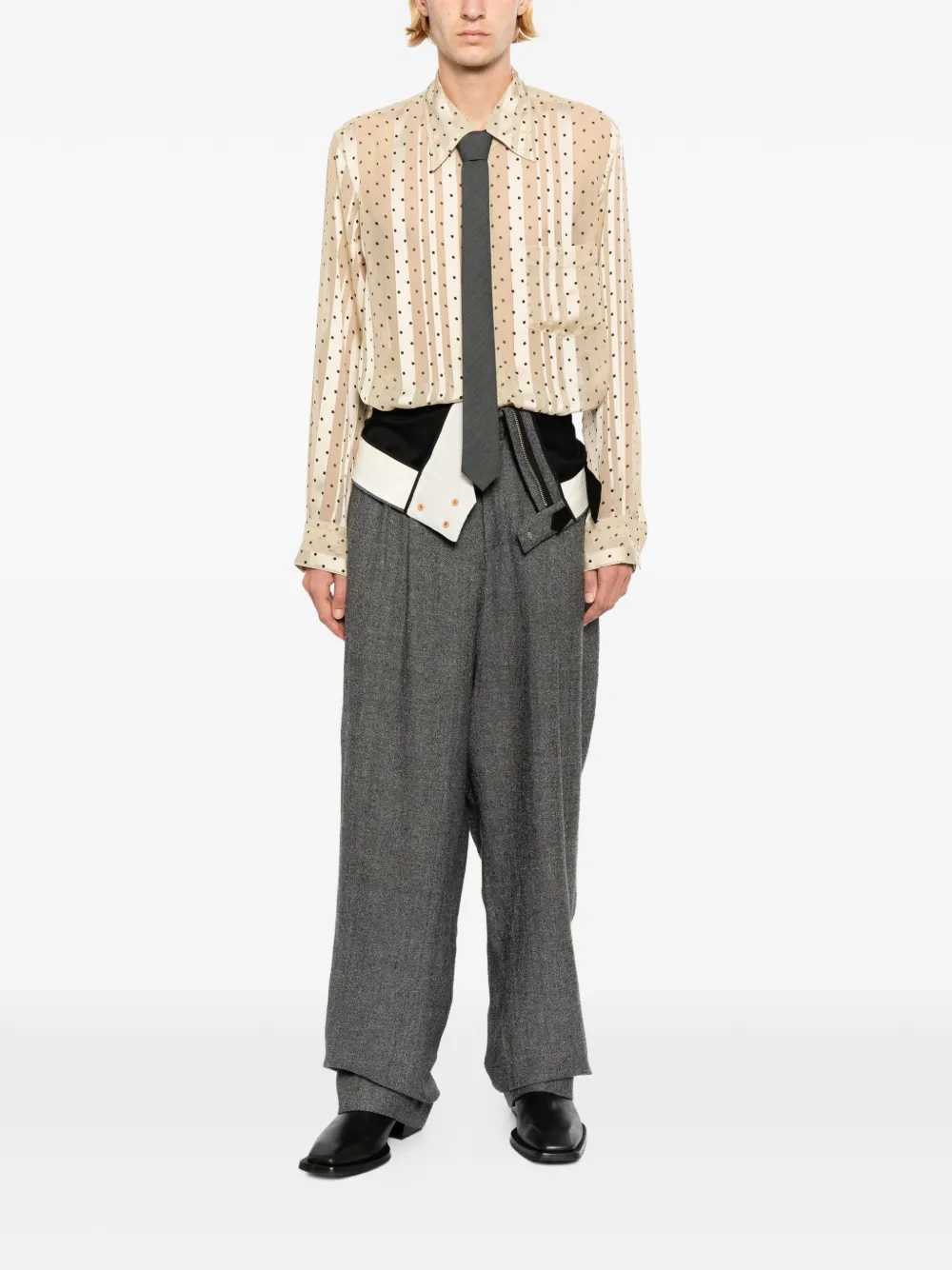 新品未使用 BED j.w. FORD ハイウエスト ウールパンツ 18SS Bed J.W. Ford ダブルウエスト パンツ | グレー | FARFETCH JP