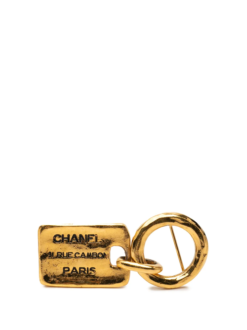 CHANEL Pre-Owned 1970-2000 Gold Plated Rue Cambon Tag Brooch costume brooch