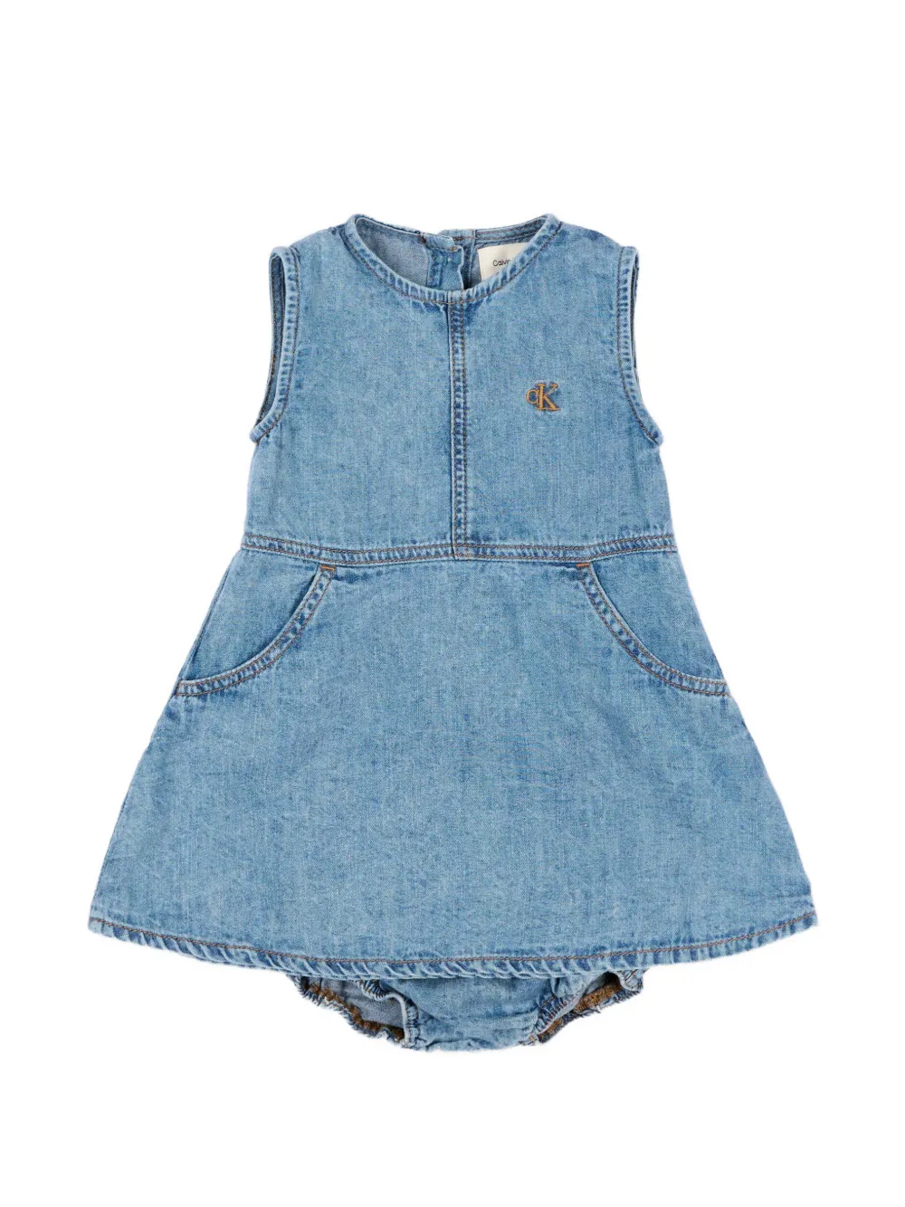 Calvin Klein Kids logo-embroidered sleeveless dress - Blau