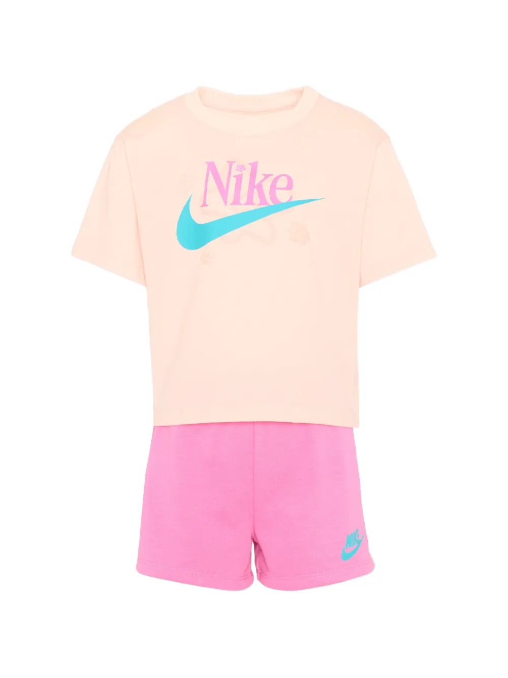 Nike Kids logo-print cotton shorts tracksuit - Arancione