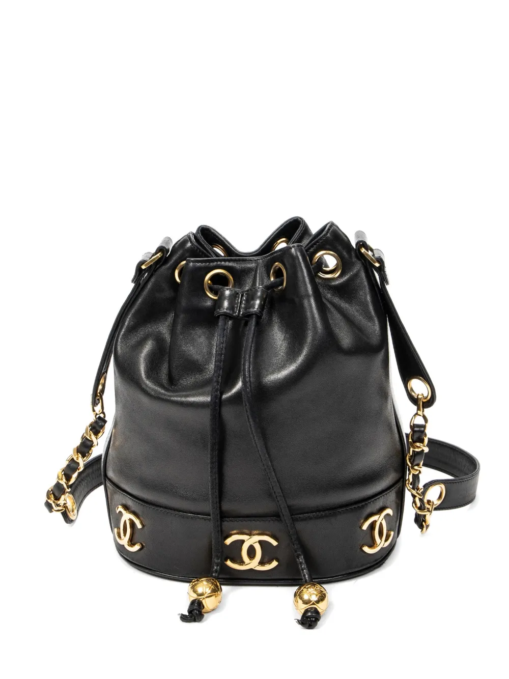 CHANEL Pre-Owned CC drawstring bucket bag - Black