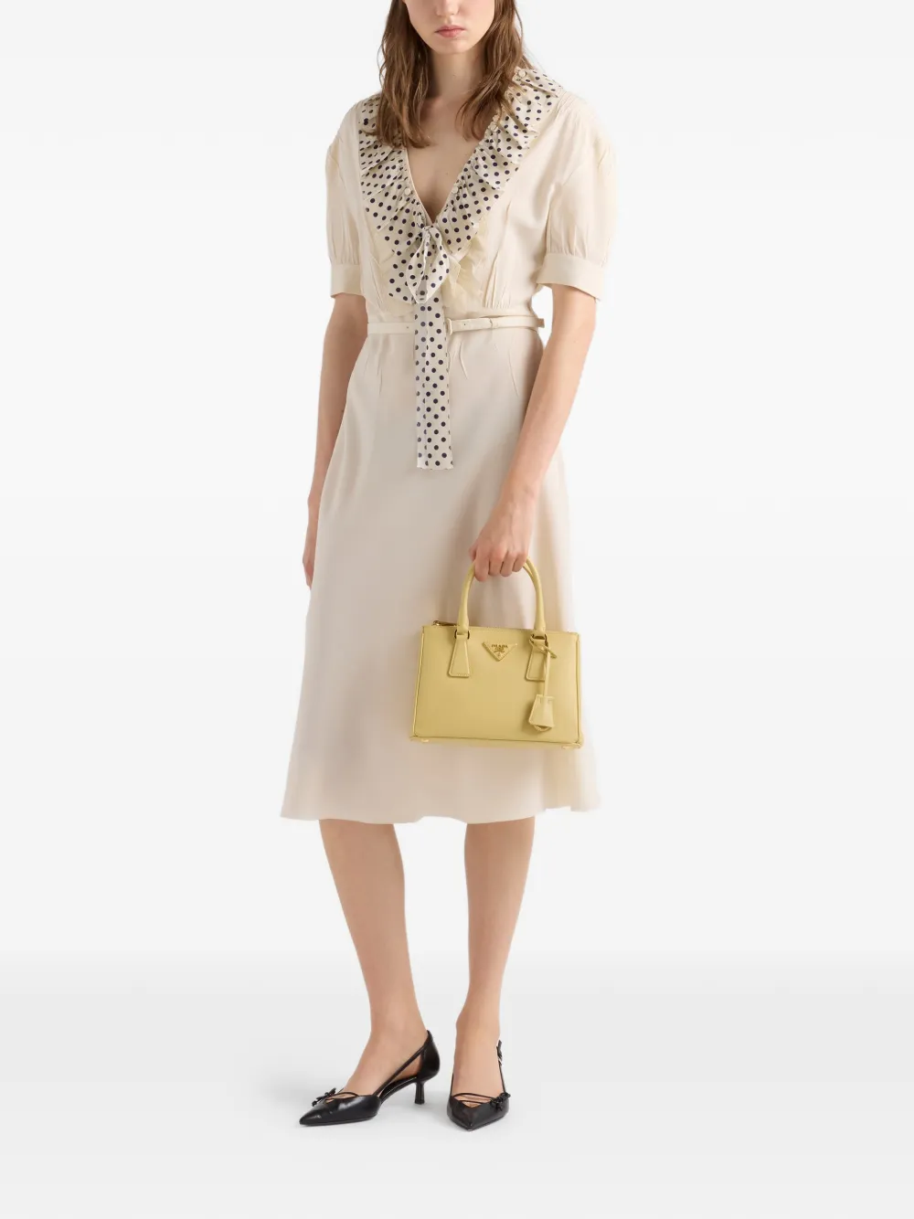 Prada Kleine Galleria Saffiano leren tas Geel