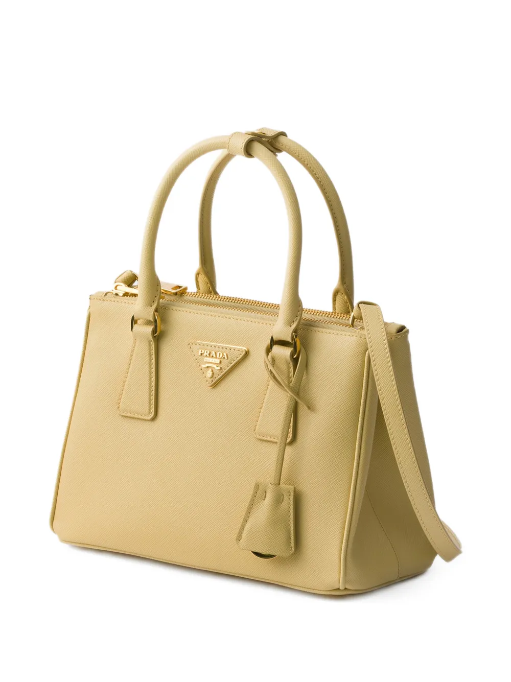 Prada Kleine Galleria Saffiano leren tas Geel