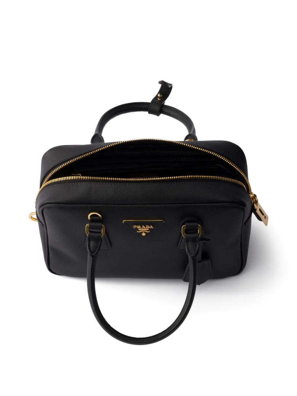 Prada Kleine Saffiano leren tas met handvat Zwart