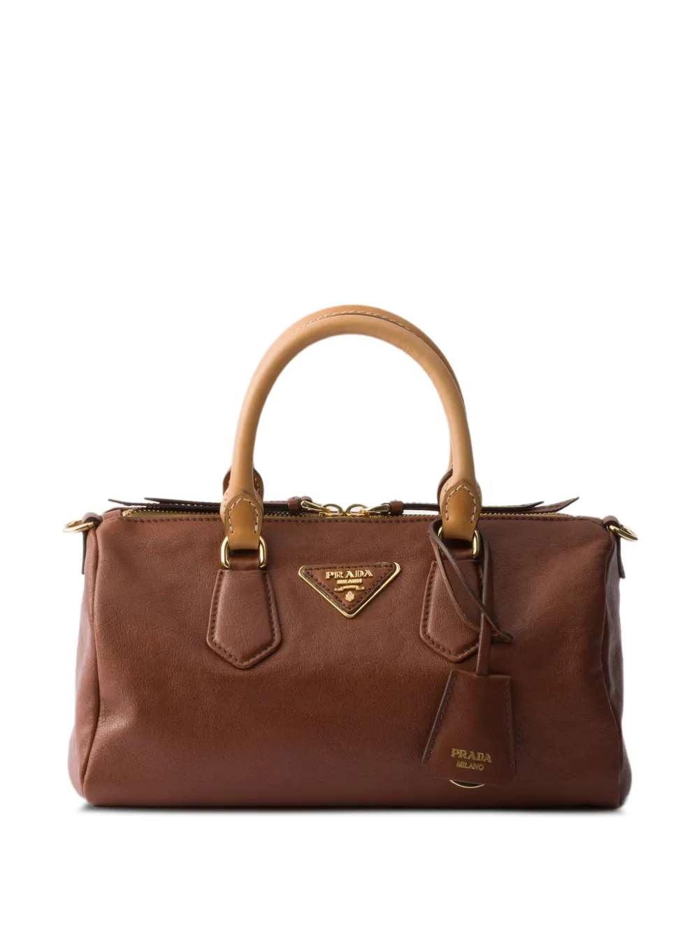Prada small leather top-handle bag - Marrone