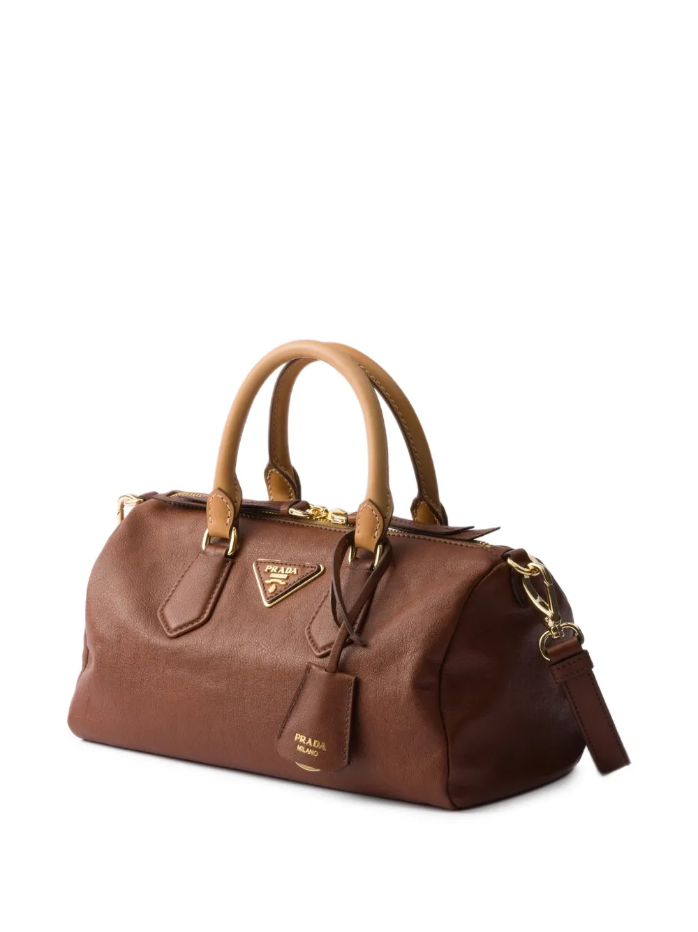 Prada kleine leren tas met handvat Bruin