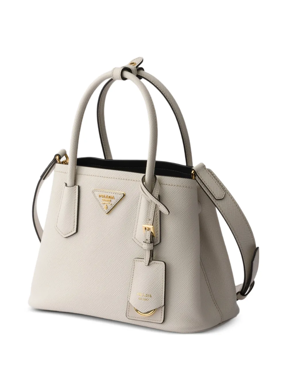 Prada Kleine Double Saffiano leren tas Beige