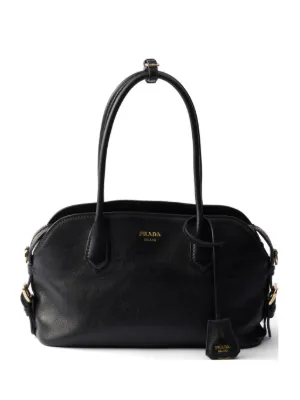 Prada Bonnie Large Leather Handbag | Black | FARFETCH