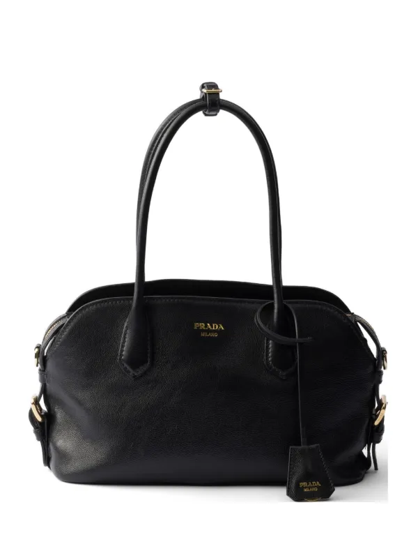 おとぼけ　ブラックレザーハンドバッグ Prada Signet レザーハンドバッグ M | ブラック | FARFETCH JP