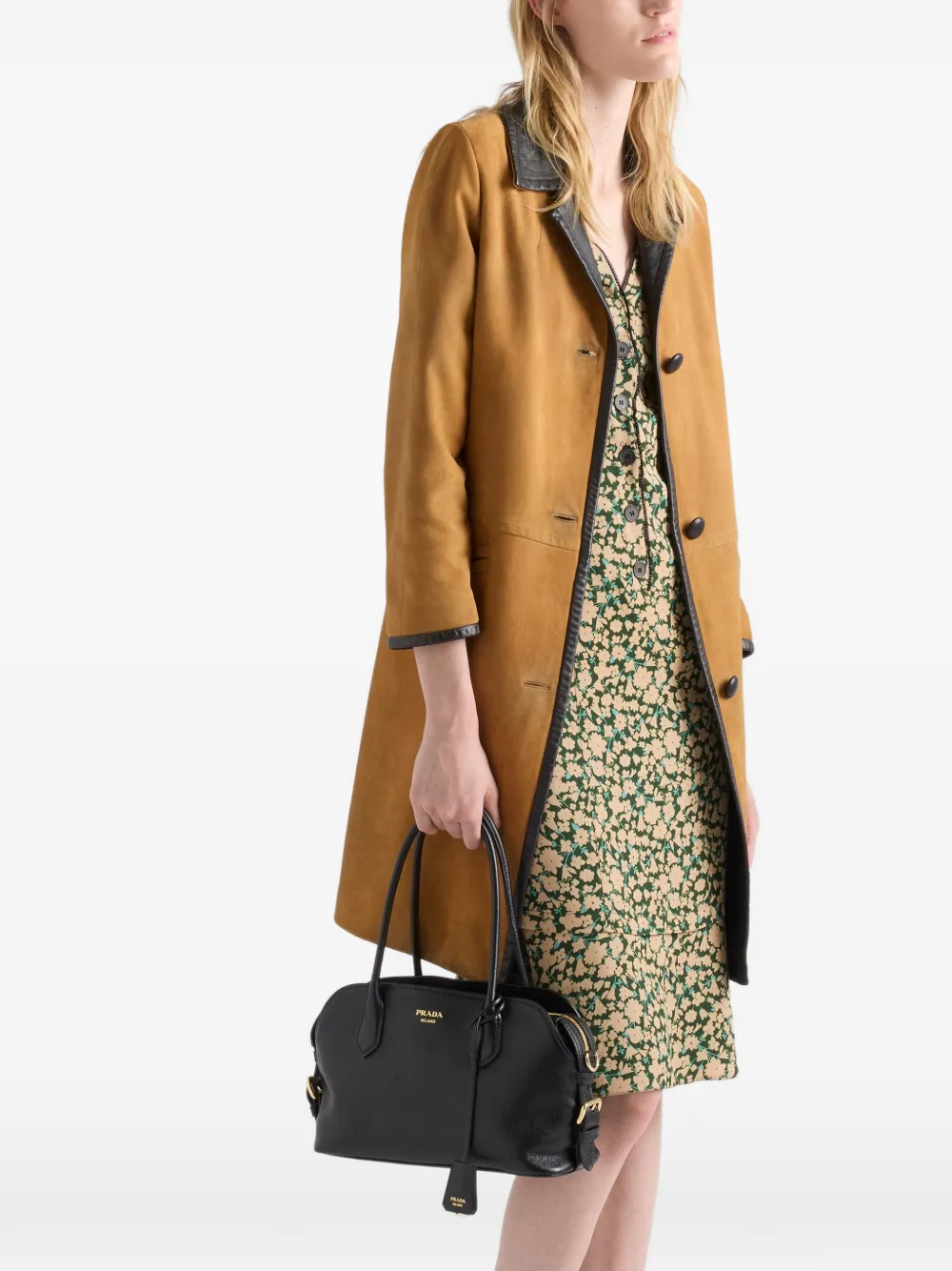 Prada Medium Signet leren shopper Zwart
