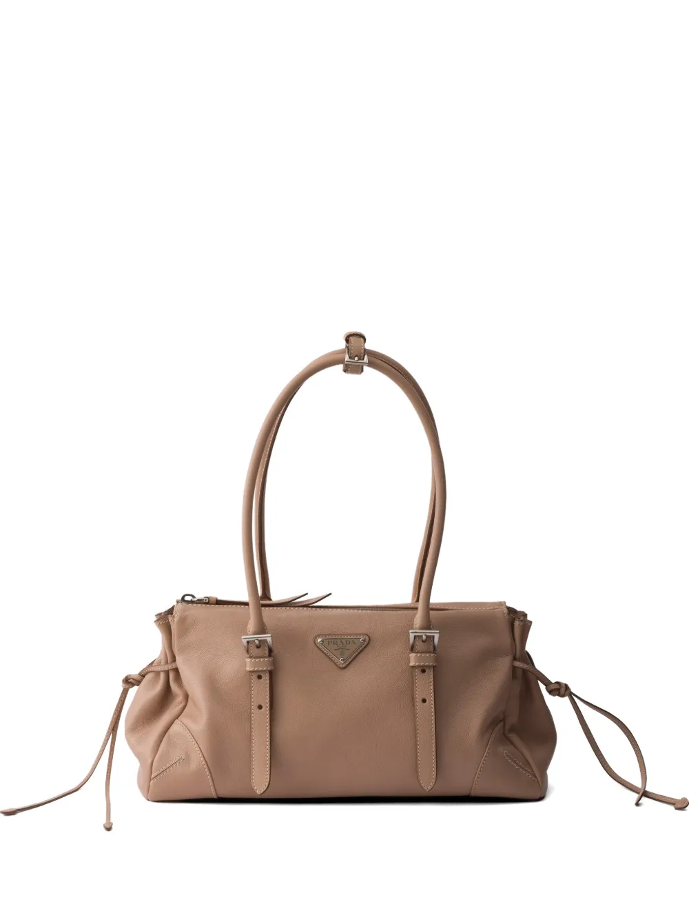 Prada Bonnie medium antiqued leather tote bag - Toni neutri