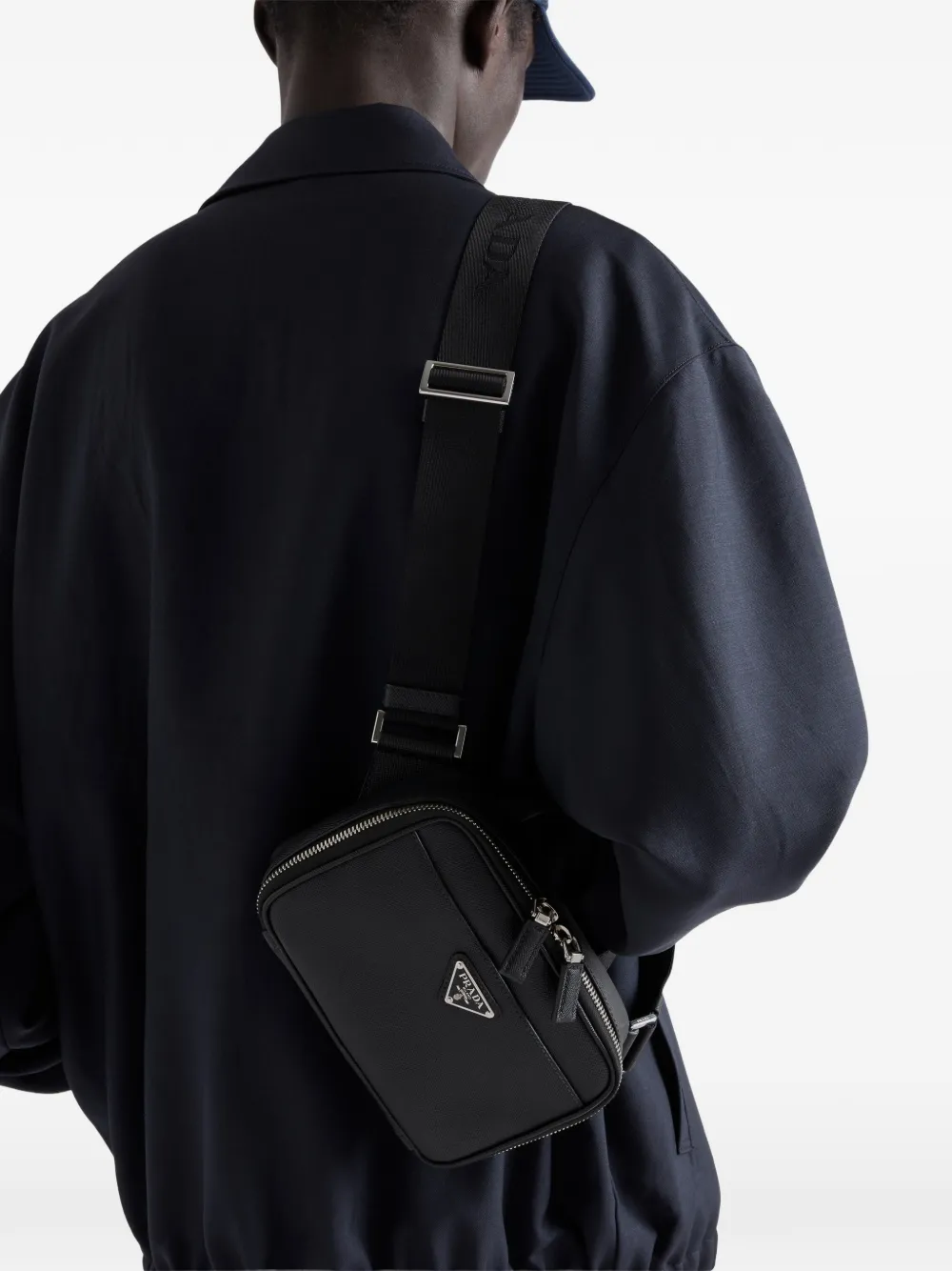 Prada Leren schoudertas Zwart